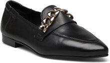 Biatracey Leather Chain Loafer Loafers Flade Sko Black Bianco