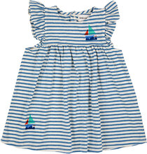 Blue Stripes Ruffle Dress Dresses & Skirts Dresses Casual Dresses Short-sleeved Casual Dresses Marineblå Bobo Choses*Betinget Tilbud