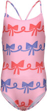 Ribbon Bow All Over Swimsuit Baddräkt Badkläder Pink Bobo Choses