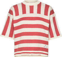 Striped Short Sleeve Knitted Sweater Tops T-shirts & Tops Short-sleeved Red Bobo Choses