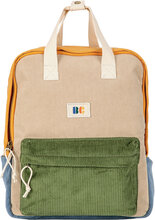 Corduroy Color Block Schoolbag Accessories Bags Backpacks Grønn Bobo Choses*Betinget Tilbud