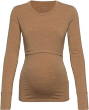 Merino Wool L/S Top Tops T-shirts & Tops Long-sleeved Brown Boob