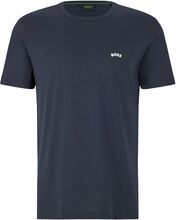Tee Curved Sport T-shirts Short-sleeved Blue BOSS