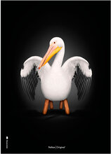 Pelican Black Home Decoration Posters & Frames Posters Animals Multi/mønstret Brainchild*Betinget Tilbud