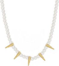 Spike & Pearl Necklace Silver Accessories Jewellery Necklaces Pearl Necklaces White Bud To Rose