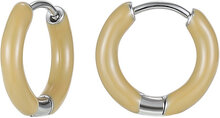 Enamel Hoop Sand/Silver Accessories Jewellery Earrings Hoops Beige Bud To Rose