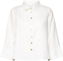 Romy Striped Shirt Designers Shirts Linen Shirts Cream BUSNEL