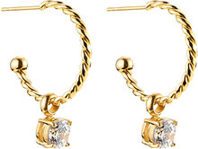 Twist Crystal Hoop 20 Mm Crystal Accessories Jewellery Earrings Hoops Gull By Jolima*Betinget Tilbud