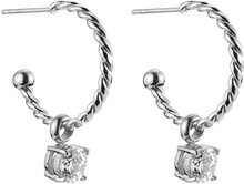 Twist Crystal Hoop 20 Mm Crystal Accessories Jewellery Earrings Hoops Sølv By Jolima*Betinget Tilbud
