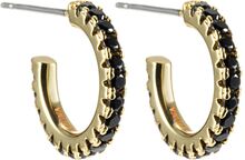 Celine Black 10Mm Accessories Jewellery Earrings Hoops Svart By Jolima*Betinget Tilbud