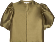 Cleo Pouf Sleeve Blouse Blouses Short-sleeved Kakigrønn By Malina*Betinget Tilbud