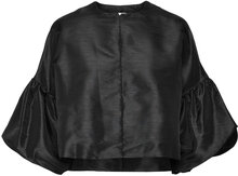 Viv Dropped Shoulder Pouf Sleeve Blouse Designers Blouses Short-sleeved Black Malina