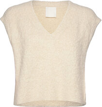 Vera Alpaca Knitted Boxy Top Designers Knitted Vests Cream Malina