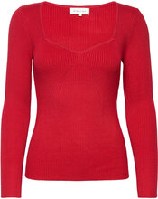 Tulip Ribbed Knitted Top Tops Knitwear Jumpers Red Malina