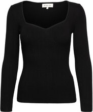 Tulip Ribbed Knitted Top Tops Knitwear Jumpers Black Malina