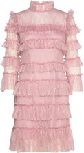 Carmine Frill Lace Mini Dress Designers Short Dress Pink Malina