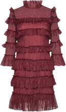 Carmine Frill Lace Mini Dress Designers Short Dress Burgundy Malina