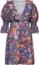 Linen V-Neck Dress Dresses Summer Dresses Blå By Ti Mo*Betinget Tilbud
