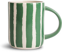 Mug Liz Stripe Green/White Home Tableware Cups & Mugs Coffee Cups Green Byon
