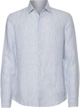 Linen Stripe Slim Shirt Shirts Linen Shirts Blå Calvin Klein*Betinget Tilbud