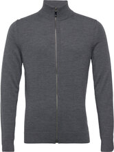 Merino Zip Through Jacket Tops Knitwear Full Zip Jumpers Grey Calvin Klein