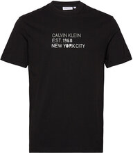 Mixed Print Stencil Logo T-Shirt T-shirts Short-sleeved Svart Calvin Klein*Betinget Tilbud