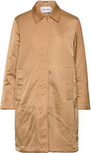Minimal Padded Satin Coat Trenchcoat Frakke Brown Calvin Klein