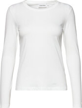 Smooth Cotton Crew Neck Tee Ls Tops T-shirts & Tops Long-sleeved White Calvin Klein