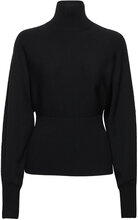 Rib Knit Dolman Waisted Sweater Tops Knitwear Turtleneck Black Calvin Klein