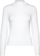 Cotton Modal Ls Mock Neck Tops Knitwear Turtleneck White Calvin Klein