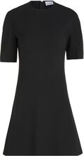 Heavy Viscose Fit & Flare Dress Kort Kjole Svart Calvin Klein*Betinget Tilbud