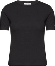Modal Rib Ss Tee Tops T-shirts & Tops Short-sleeved Black Calvin Klein