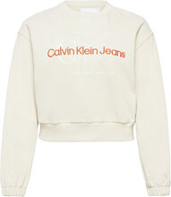Plus Two T Monogram Crew Neck Tops Sweat-shirts & Hoodies Sweat-shirts White Calvin Klein Jeans