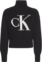 Blown Up Ck Loose Sweater Tops Knitwear Turtleneck Black Calvin Klein Jeans