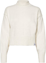 Boucle High Neck Sweater Tops Knitwear Jumpers Cream Calvin Klein Jeans