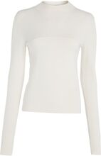 Corset Detail Sweater Tops T-shirts & Tops Long-sleeved Cream Calvin Klein Jeans