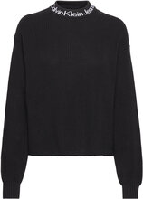 Logo Intarsia Loose Sweater Tops Knitwear Jumpers Black Calvin Klein Jeans