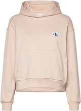 Woven Label Hoodie Tops Sweatshirts & Hoodies Hoodies Beige Calvin Klein Jeans