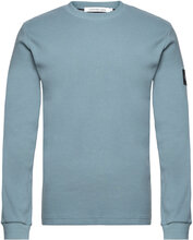Badge Waffle Ls Tee Tops Sweatshirts & Hoodies Sweatshirts Blue Calvin Klein Jeans