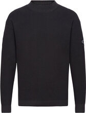Badge Relaxed Sweater Tops Knitwear Round Necks Black Calvin Klein Jeans