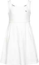 Back Logo Tape Fit Flare Dress Dresses & Skirts Dresses Casual Dresses Sleeveless Casual Dresses White Calvin Klein