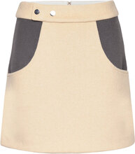 Mini Skirt With Snaps Kort Nederdel Beige Cannari Concept