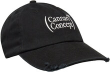 Cc Logo Cap W. Distress Accessories Headwear Caps Black Cannari Concept