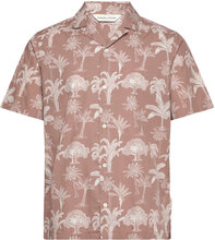 Cfanton Ss Rc Aop Palm Shirt Tops Shirts Short-sleeved Brown Casual Friday