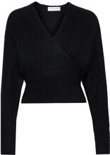 Mohair Cross-Over Sweater Tops Knitwear Jumpers Black Cathrine Hammel