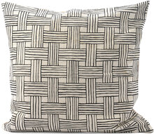 C/C 50X50 Black Printed Braided Home Textiles Cushions & Blankets Cushion Covers Creme Ceannis*Betinget Tilbud