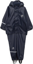 Basic Rainwear Set -Solid Pu Outerwear Rainwear Rainwear Sets Blå CeLaVi*Betinget Tilbud