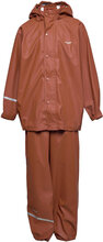 Basic Rainwear Set -Solid Pu Outerwear Rainwear Rainwear Sets Brown CeLaVi