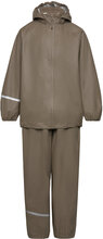 Basic Rainwear Set -Pu Outerwear Rainwear Rainwear Sets Brown CeLaVi