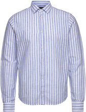 Jamie Cotton Linen Striped Shirt Ls Tops Shirts Casual Blue Clean Cut Copenhagen